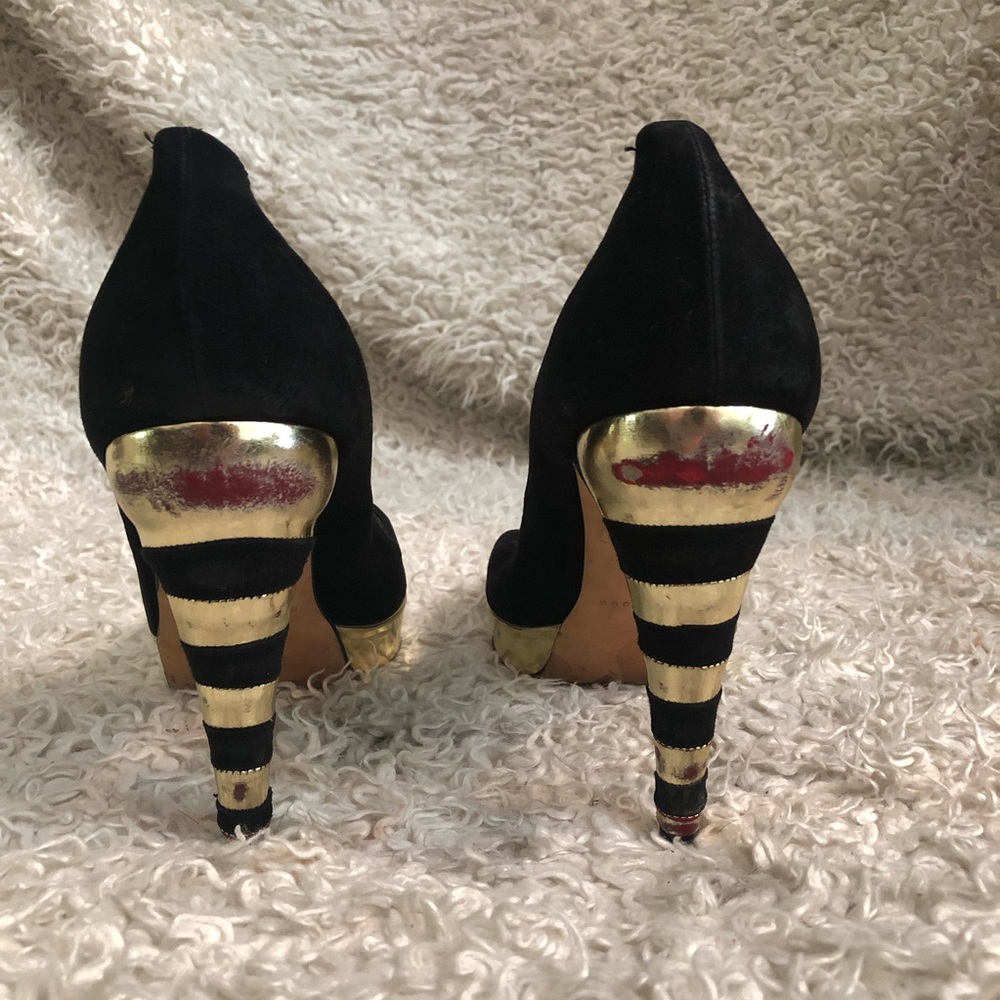 Brian Atwood Striped Peep Toe Pumps - Picture 4 of 4
